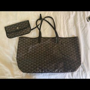 Goyard Paris St. Louis PM Black Coated Canvas With Pouch Shoulder Bag